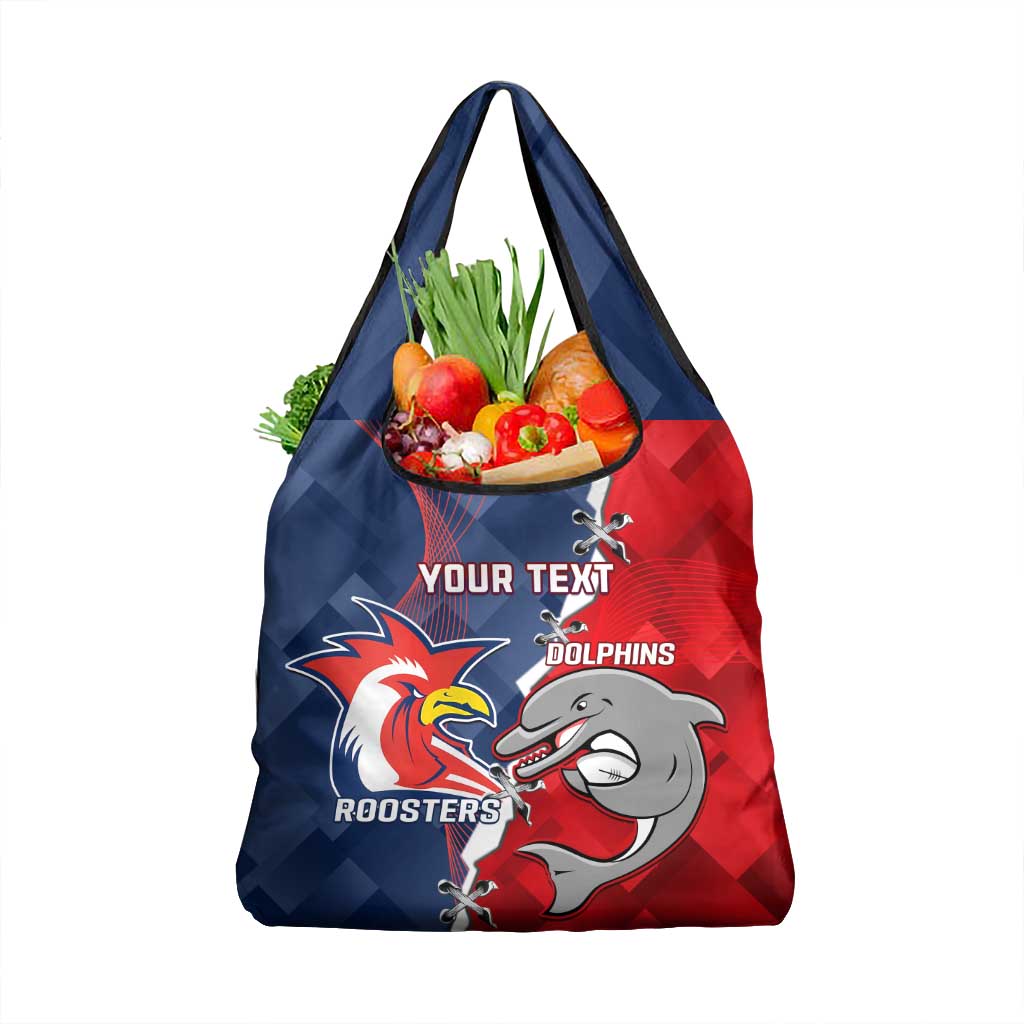 Personalised Dolphins And Roosters Rugby Grocery Bag NRL Sporty Style