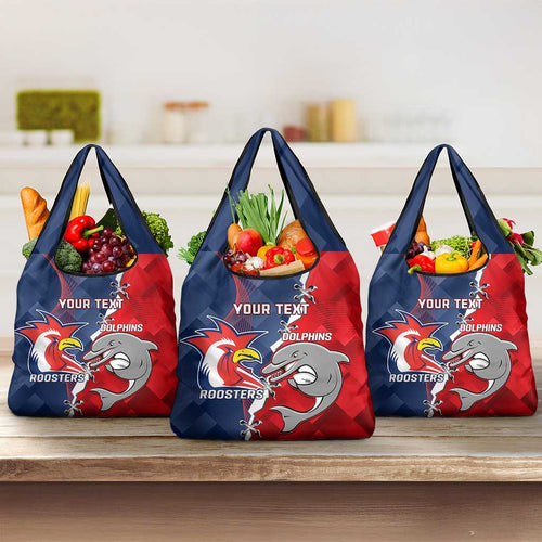 Personalised Dolphins And Roosters Rugby Grocery Bag NRL Sporty Style