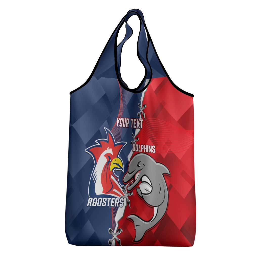 Personalised Dolphins And Roosters Rugby Grocery Bag NRL Sporty Style