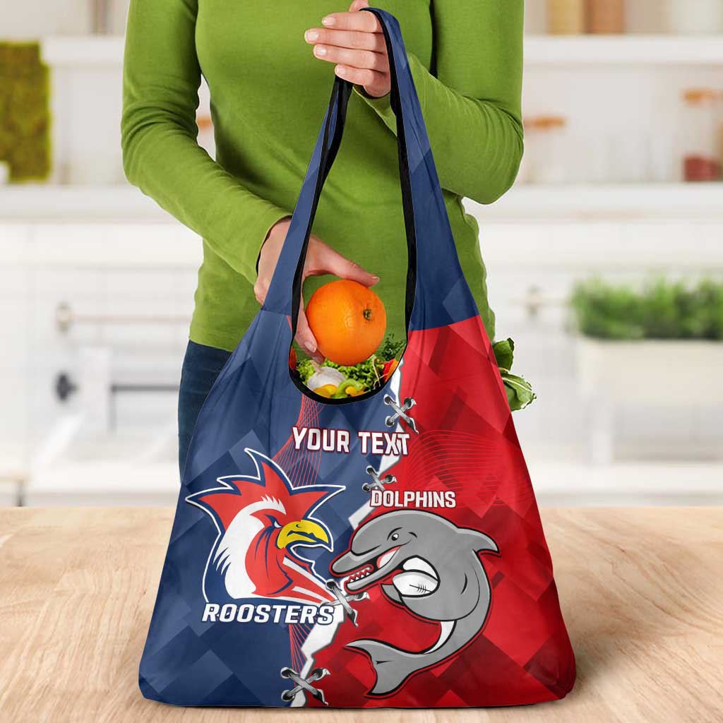 Personalised Dolphins And Roosters Rugby Grocery Bag NRL Sporty Style