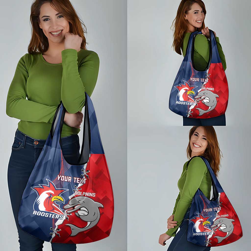 Personalised Dolphins And Roosters Rugby Grocery Bag NRL Sporty Style
