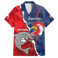 Personalised Dolphins And Roosters Rugby Hawaiian Shirt NRL Sporty Style