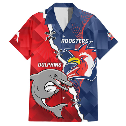 Personalised Dolphins And Roosters Rugby Hawaiian Shirt NRL Sporty Style