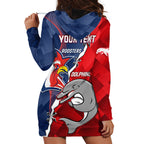 Personalised Dolphins And Roosters Rugby Hoodie Dress NRL Sporty Style