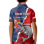 Personalised Dolphins And Roosters Rugby Kid Polo Shirt NRL Sporty Style
