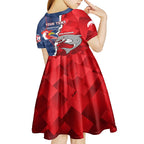 Personalised Dolphins And Roosters Rugby Kid Short Sleeve Dress NRL Sporty Style