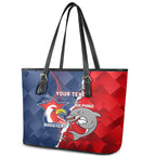 Personalised Dolphins And Roosters Rugby Leather Tote Bag NRL Sporty Style