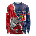 Personalised Dolphins And Roosters Rugby Long Sleeve Shirt NRL Sporty Style