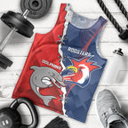 Personalised Dolphins And Roosters Rugby Men Tank Top NRL Sporty Style