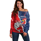 Personalised Dolphins And Roosters Rugby Off Shoulder Sweater NRL Sporty Style