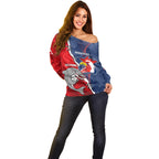 Personalised Dolphins And Roosters Rugby Off Shoulder Sweater NRL Sporty Style
