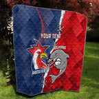 Personalised Dolphins And Roosters Rugby Quilt NRL Sporty Style