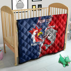 Personalised Dolphins And Roosters Rugby Quilt NRL Sporty Style