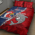 Personalised Dolphins And Roosters Rugby Quilt Bed Set NRL Sporty Style