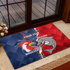 Personalised Dolphins And Roosters Rugby Rubber Doormat NRL Sporty Style