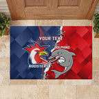 Personalised Dolphins And Roosters Rugby Rubber Doormat NRL Sporty Style