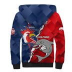 Personalised Dolphins And Roosters Rugby Sherpa Hoodie NRL Sporty Style