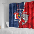 Personalised Dolphins And Roosters Rugby Shower Curtain NRL Sporty Style
