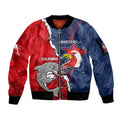 Personalised Dolphins And Roosters Rugby Sleeve Zip Bomber Jacket NRL Sporty Style