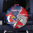 Personalised Dolphins And Roosters Rugby Spare Tire Cover NRL Sporty Style