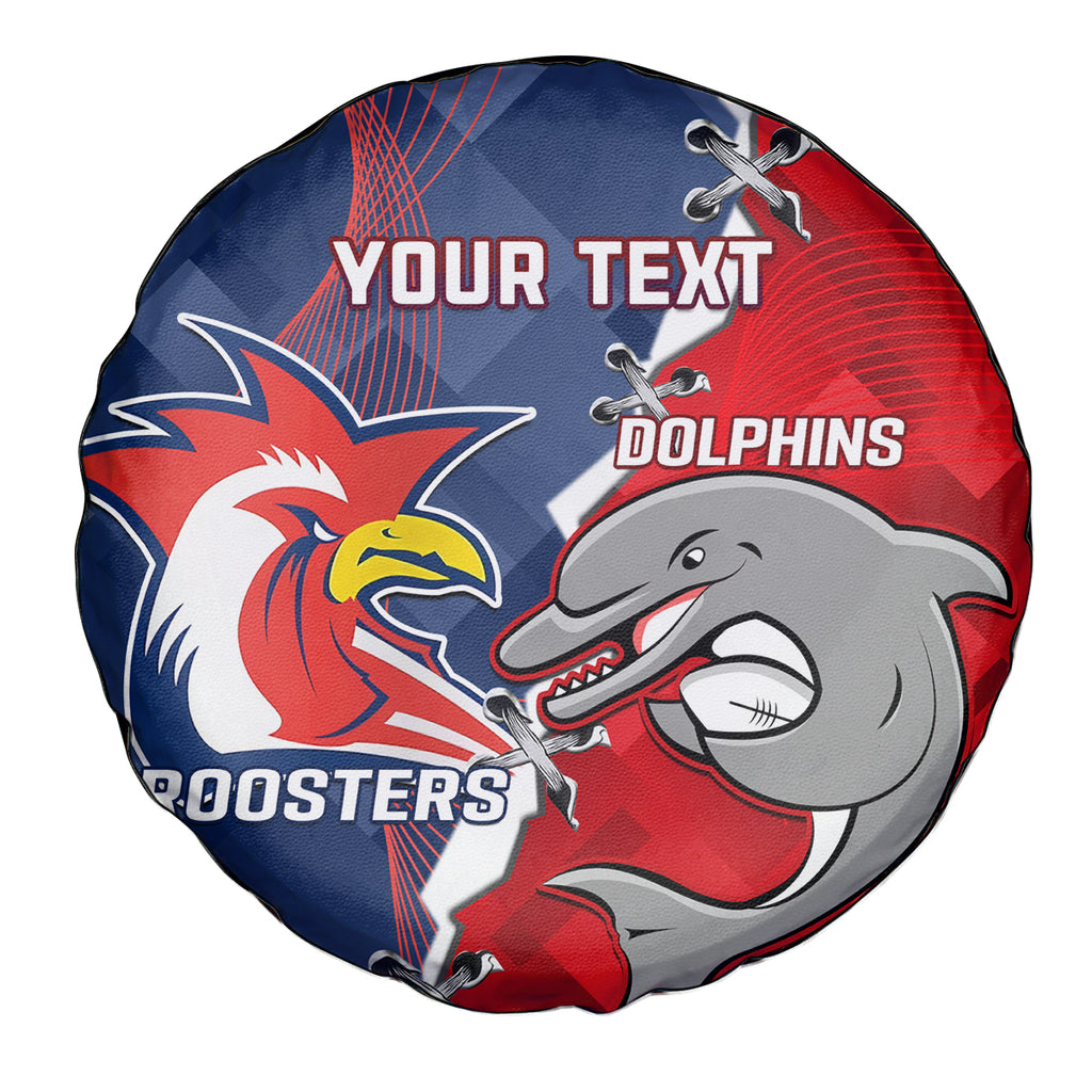 Personalised Dolphins And Roosters Rugby Spare Tire Cover NRL Sporty Style