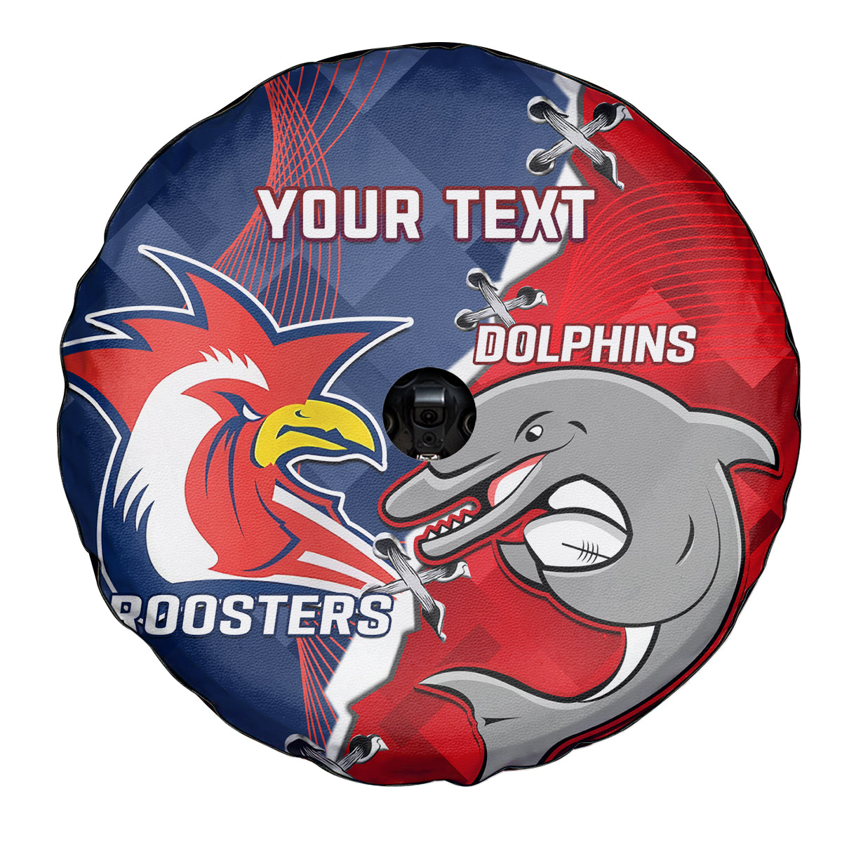 Personalised Dolphins And Roosters Rugby Spare Tire Cover NRL Sporty Style