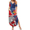 Personalised Dolphins And Roosters Rugby Summer Maxi Dress NRL Sporty Style