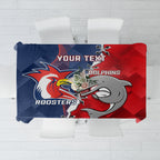 Personalised Dolphins And Roosters Rugby Tablecloth NRL Sporty Style