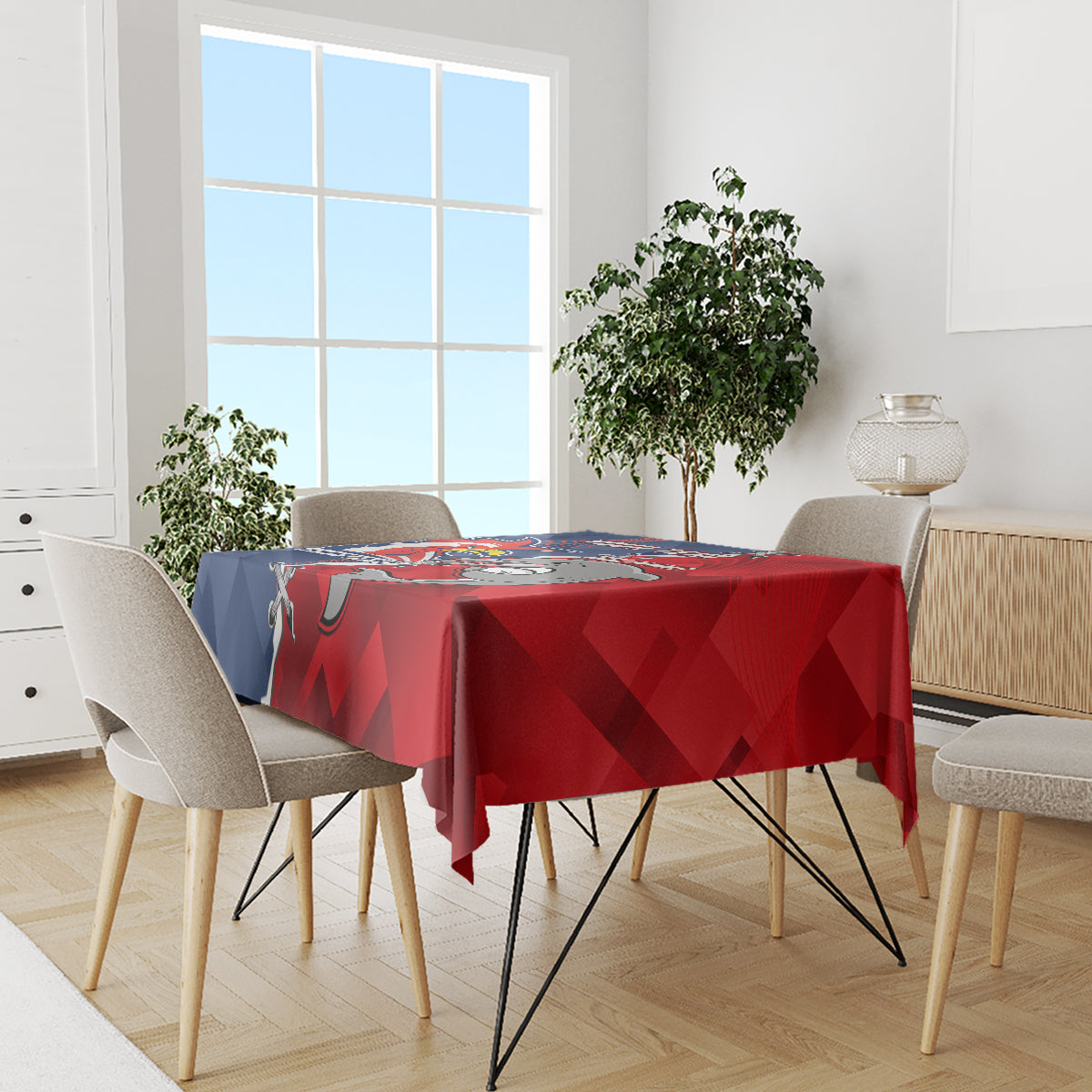 Personalised Dolphins And Roosters Rugby Tablecloth NRL Sporty Style