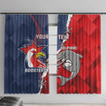 Personalised Dolphins And Roosters Rugby Window Curtain NRL Sporty Style
