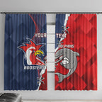 Personalised Dolphins And Roosters Rugby Window Curtain NRL Sporty Style