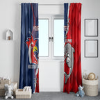 Personalised Dolphins And Roosters Rugby Window Curtain NRL Sporty Style