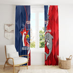 Personalised Dolphins And Roosters Rugby Window Curtain NRL Sporty Style