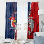 Personalised Dolphins And Roosters Rugby Window Curtain NRL Sporty Style