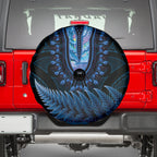 Blue African Dashiki With Aotearoa Maori Spare Tire Cover Paua Shell Mix Silver Fern
