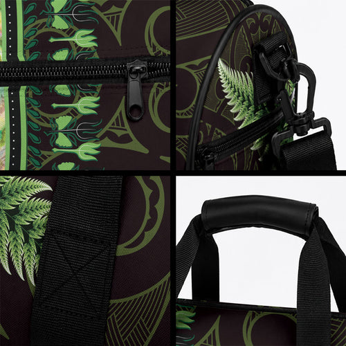 Lime Green African Dashiki With Aotearoa Maori Duffle Bag Paua Shell Mix Silver Fern