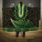 Lime Green African Dashiki With Aotearoa Maori Hooded Blanket Paua Shell Mix Silver Fern