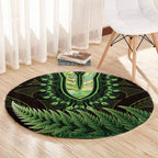 Lime Green African Dashiki With Aotearoa Maori Round Carpet Paua Shell Mix Silver Fern
