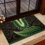 Lime Green African Dashiki With Aotearoa Maori Rubber Doormat Paua Shell Mix Silver Fern