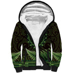 Lime Green African Dashiki With Aotearoa Maori Sherpa Hoodie Paua Shell Mix Silver Fern