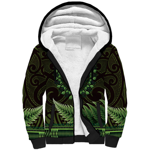 Lime Green African Dashiki With Aotearoa Maori Sherpa Hoodie Paua Shell Mix Silver Fern