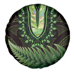 Lime Green African Dashiki With Aotearoa Maori Spare Tire Cover Paua Shell Mix Silver Fern