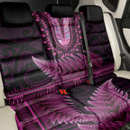 Pink African Dashiki With Aotearoa Maori Back Car Seat Cover Paua Shell Mix Silver Fern