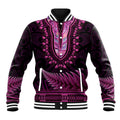 Pink African Dashiki With Aotearoa Maori Baseball Jacket Paua Shell Mix Silver Fern