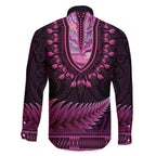 Pink African Dashiki With Aotearoa Maori Family Matching Mermaid Dress and Hawaiian Shirt Paua Shell Mix Silver Fern