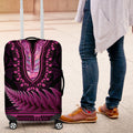 Pink African Dashiki With Aotearoa Maori Luggage Cover Paua Shell Mix Silver Fern