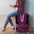 Pink African Dashiki With Aotearoa Maori Luggage Cover Paua Shell Mix Silver Fern