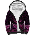 Pink African Dashiki With Aotearoa Maori Sherpa Hoodie Paua Shell Mix Silver Fern