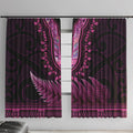Pink African Dashiki With Aotearoa Maori Window Curtain Paua Shell Mix Silver Fern