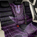 Purple African Dashiki With Aotearoa Maori Back Car Seat Cover Paua Shell Mix Silver Fern